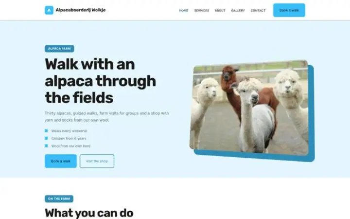 थीम Alpacaboerderij Wolkje