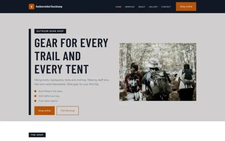थीम Outdoorwinkel Basiskamp