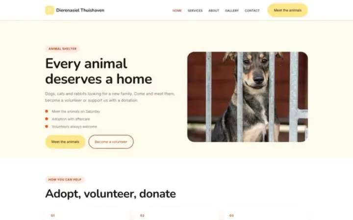 थीम Dierenasiel Thuishaven
